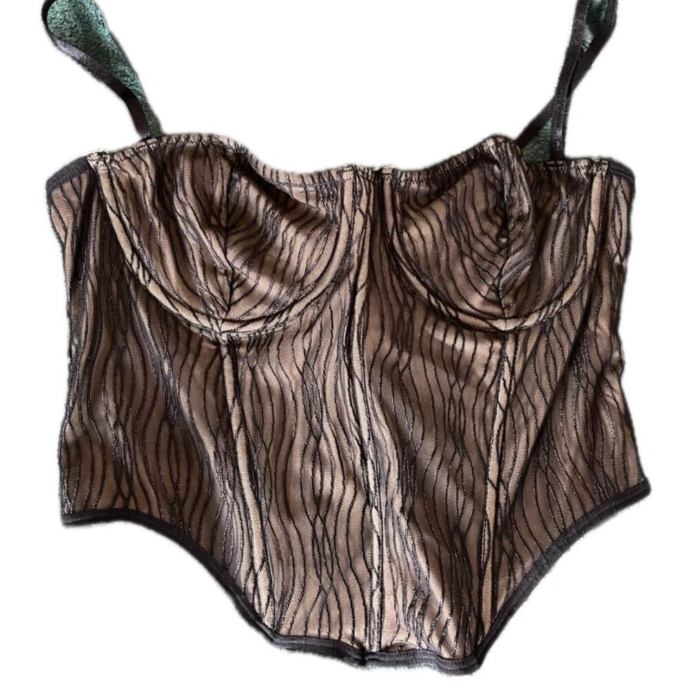 Pitaya Brown and Black Corset Top